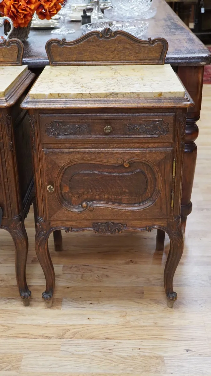 Pair of Antique French Oak Bedside Cabinets - Image 2