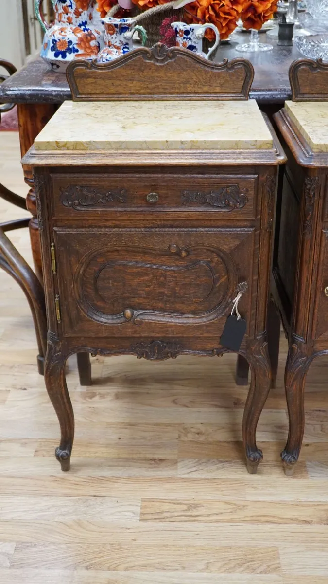 Pair of Antique French Oak Bedside Cabinets - Image 3