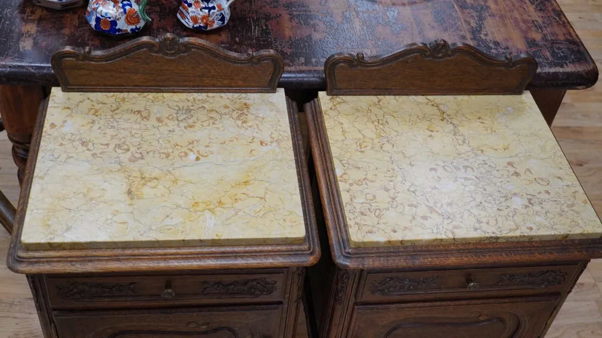 Pair of Antique French Oak Bedside Cabinets - Image 4