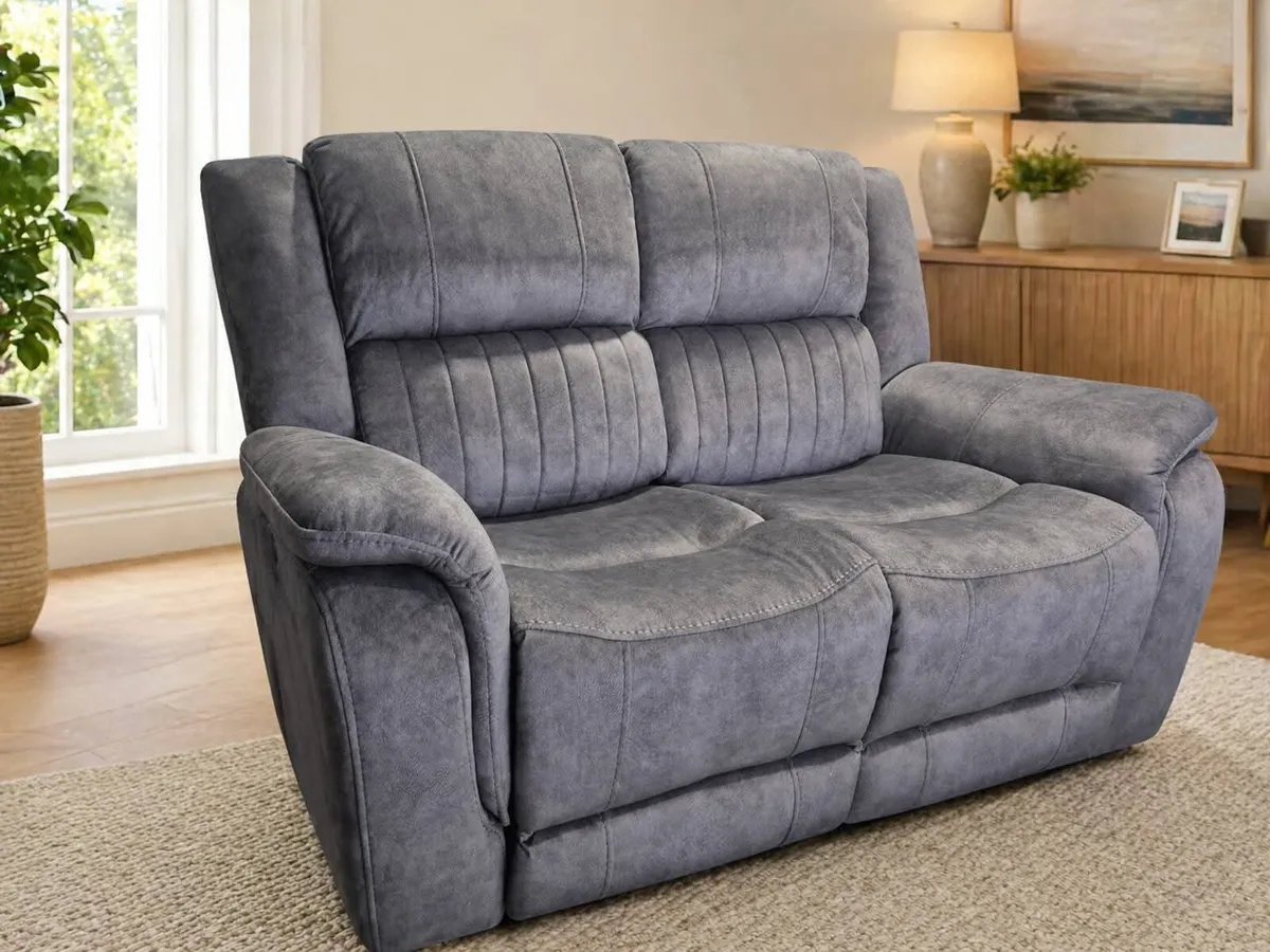 Gresham Grey & Beige Micro Fabric Recliner Sofa - Image 4