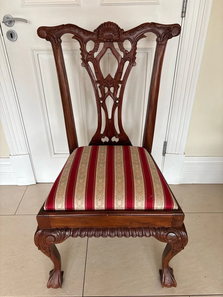 Set of 8 Chippendale Carved Dining Chairs - Image 4