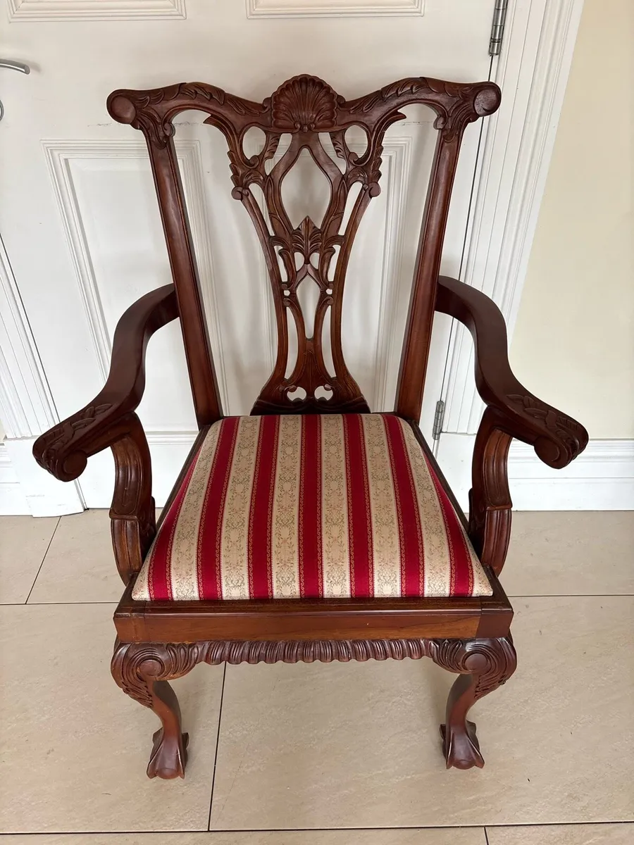 Set of 8 Chippendale Carved Dining Chairs - Image 1