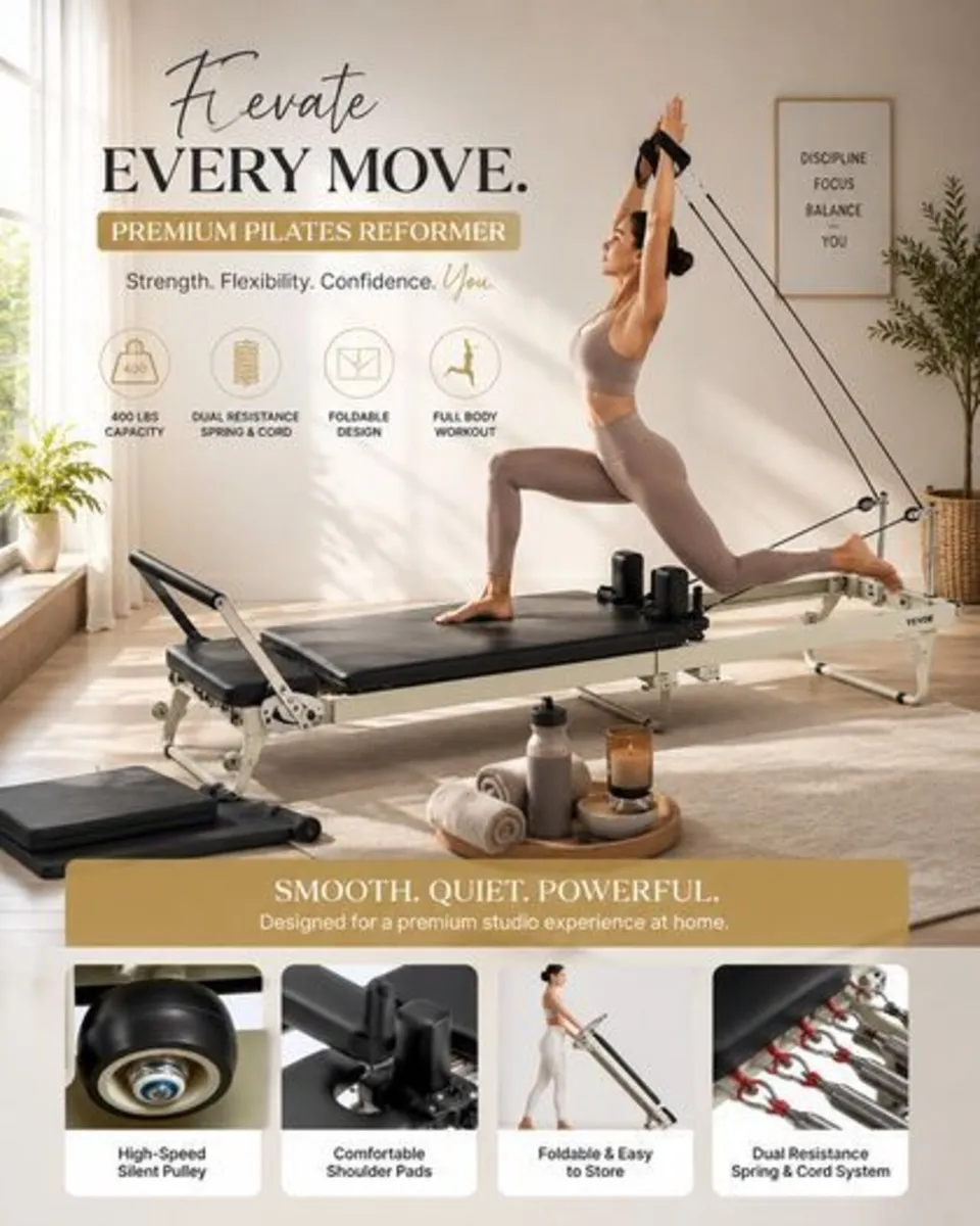 Foldable Pilates Reformer Machine – Home Gy - Image 3