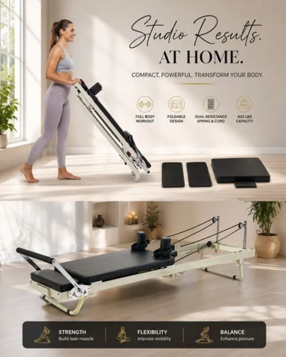 Foldable Pilates Reformer Machine – Home Gy - Image 4