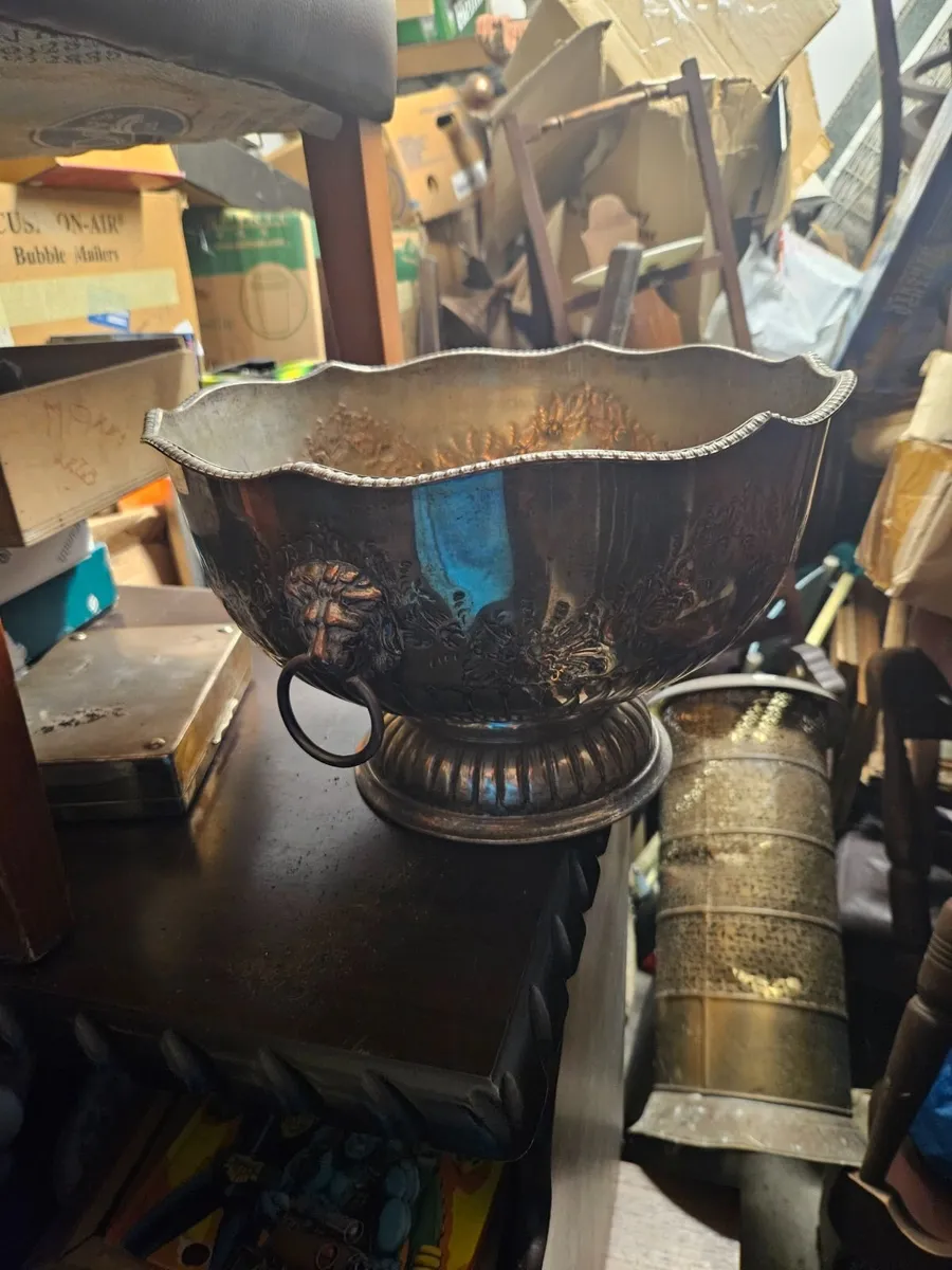 Vintage Large Silver Plated Punch Bowl - Image 1