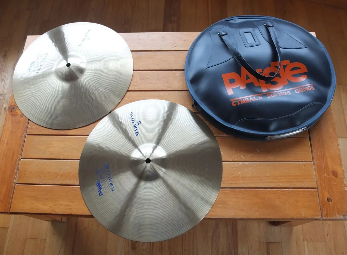 16” Paiste Blue Label 602 Marching Cymbals. - Image 1