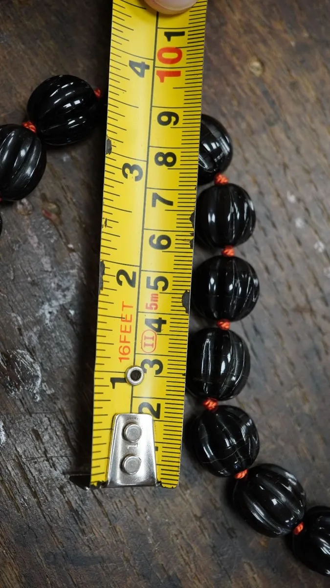 Vintage Black Galalith Bead Necklace - Image 4