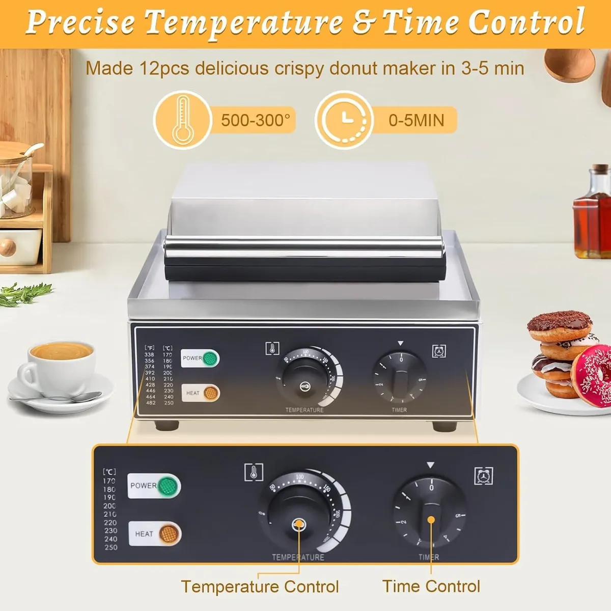 12 Hole Electric Donut Maker Commercial Non Stick - Image 2