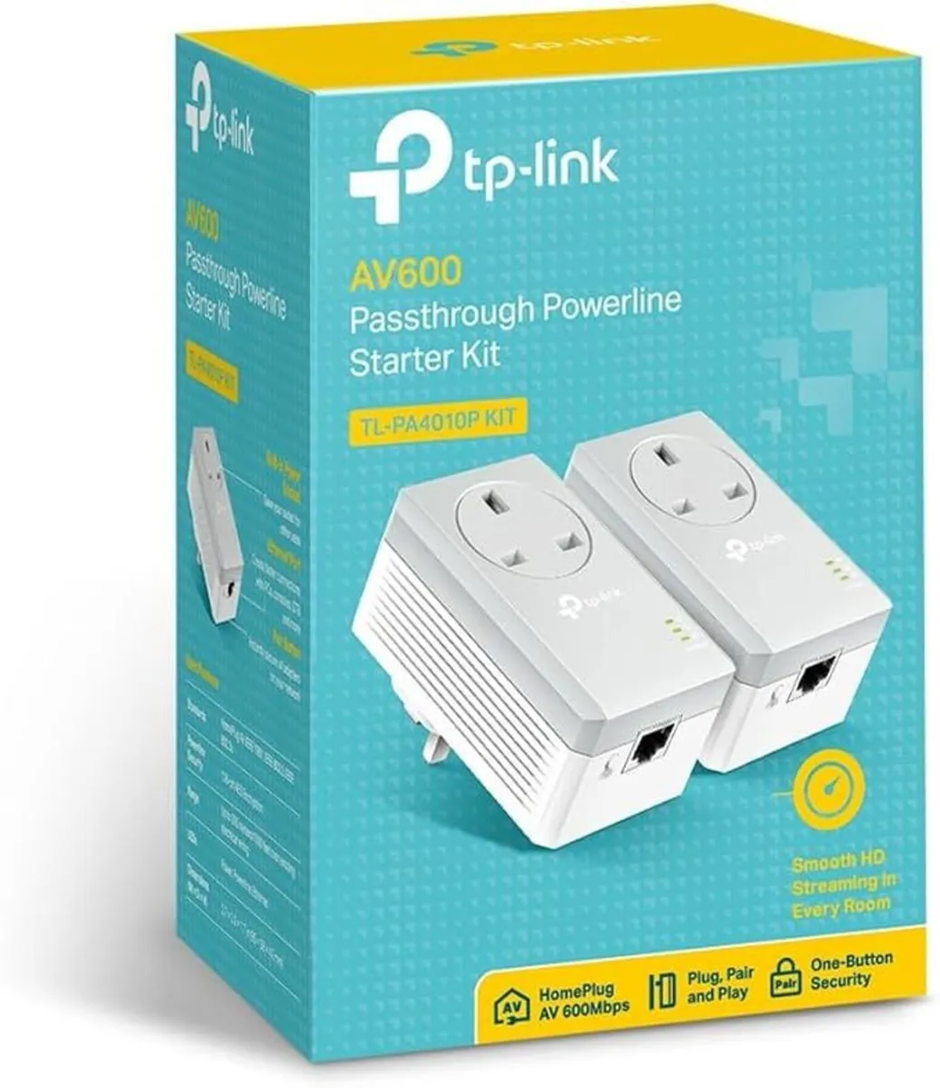 TP-Link TL-PA4010PKIT AV600 Passthrough Powerline - Image 1