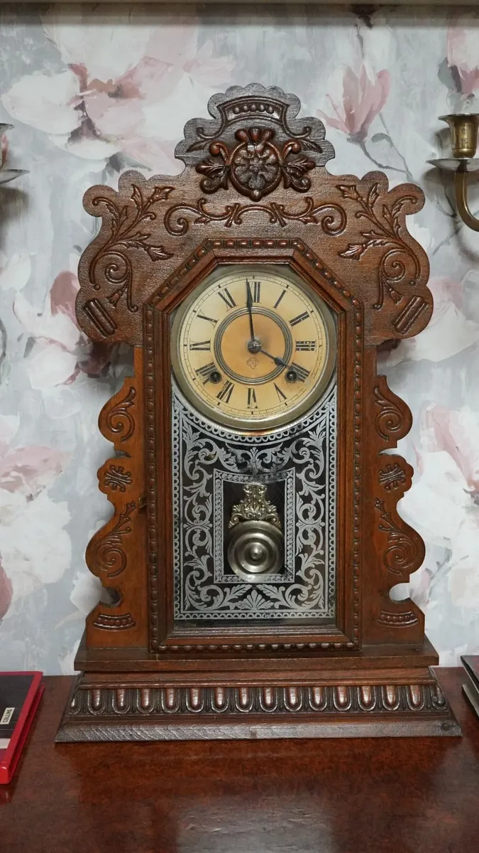 Ansonia Oak Gingerbread Clock - Image 2