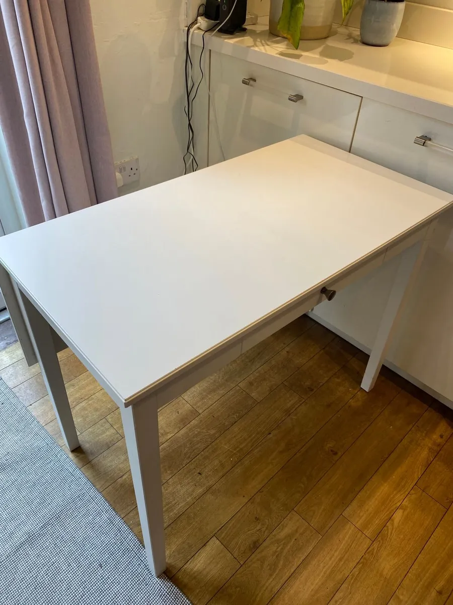 White IKEA Convertible Table / Desk with Drawer - Image 2