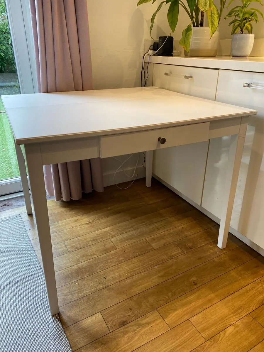 White IKEA Convertible Table / Desk with Drawer - Image 1