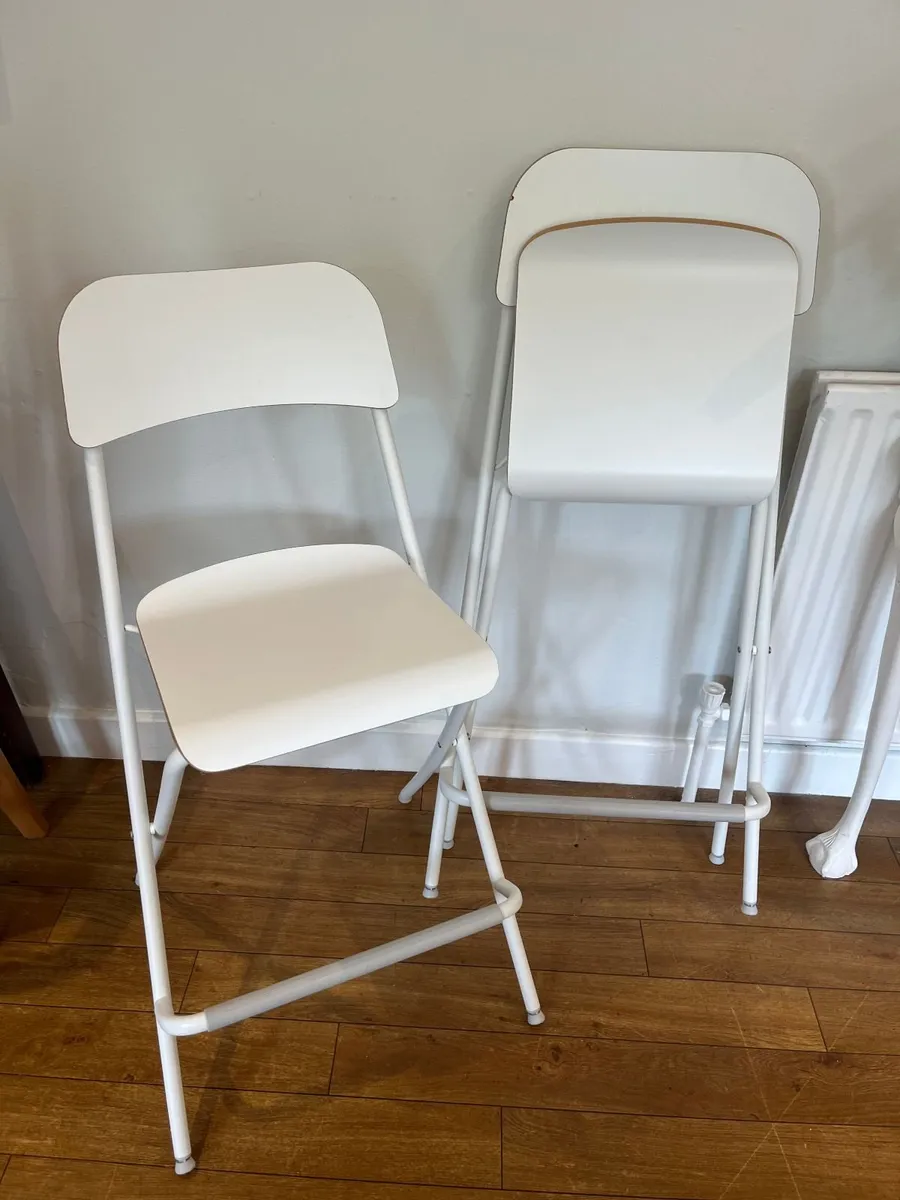 Set of 2 White Folding Chairs - Barstool Height - Image 3