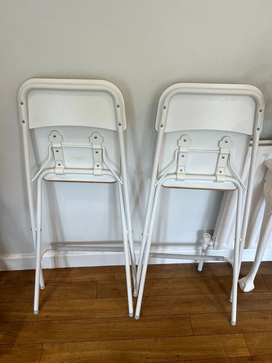 Set of 2 White Folding Chairs - Barstool Height - Image 2