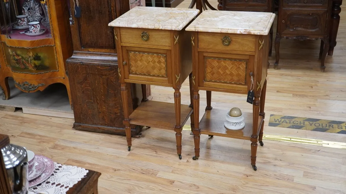 Pair of French Walnut Bedside Cabinets - Image 1