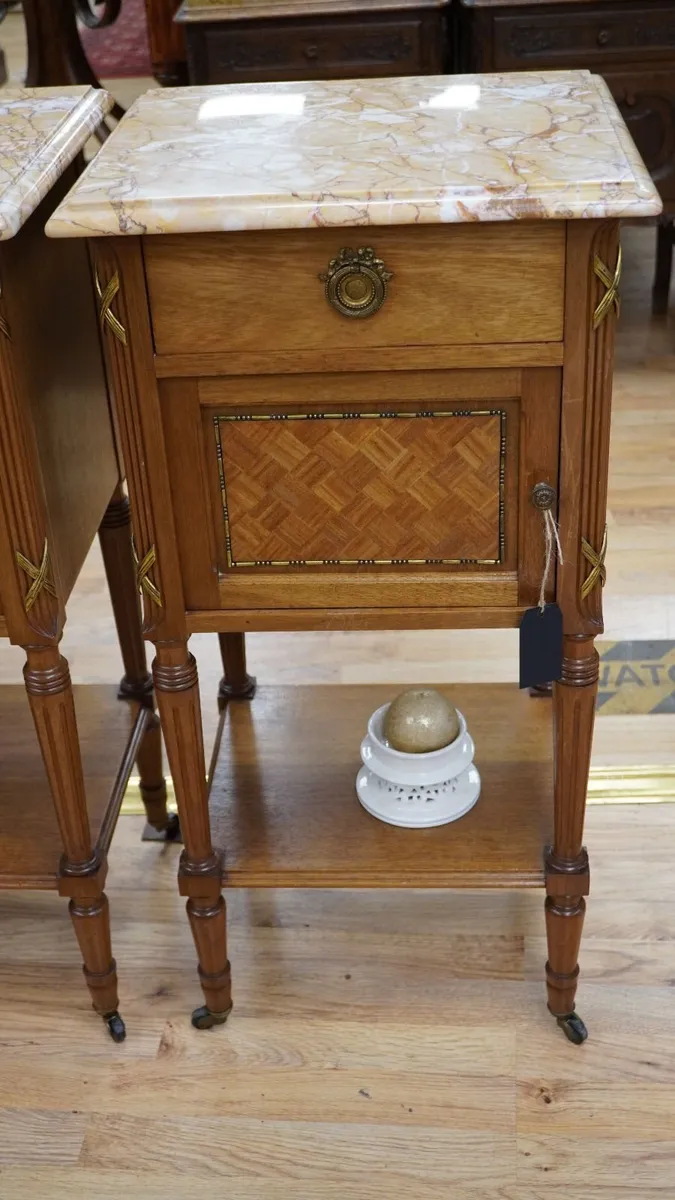 Pair of French Walnut Bedside Cabinets - Image 2