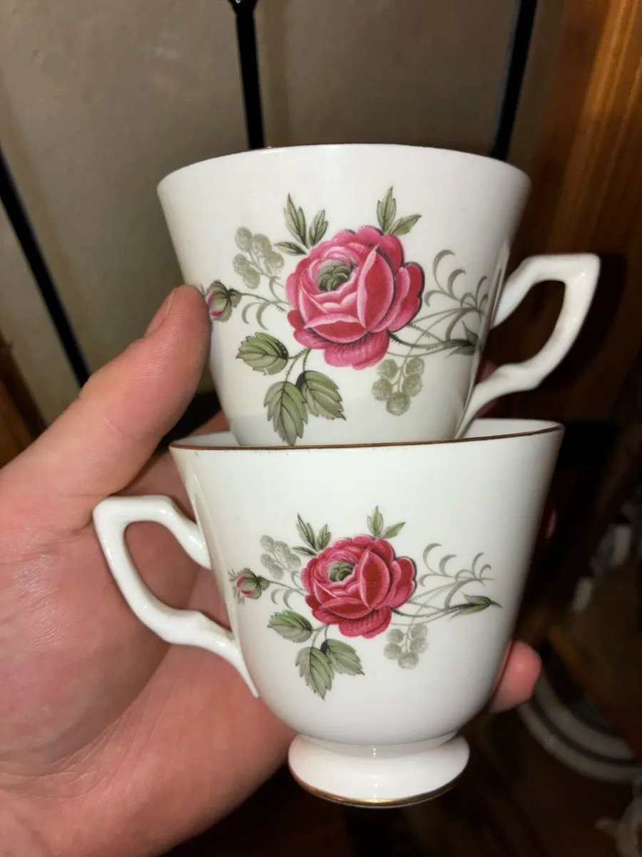 Royal Tara Fine Bone China Pink Rose Tea Set - Image 2