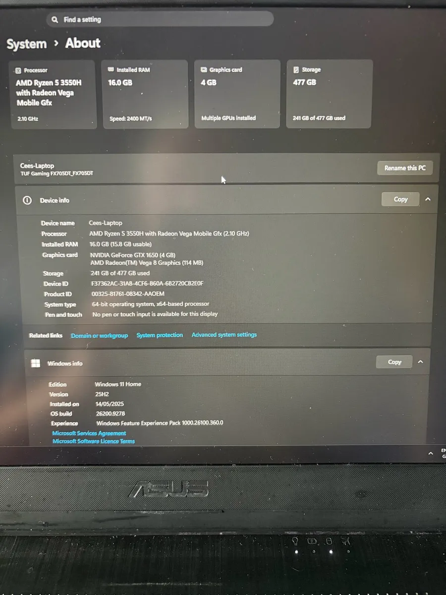 Asus TUF Gaming Laptop - Image 3