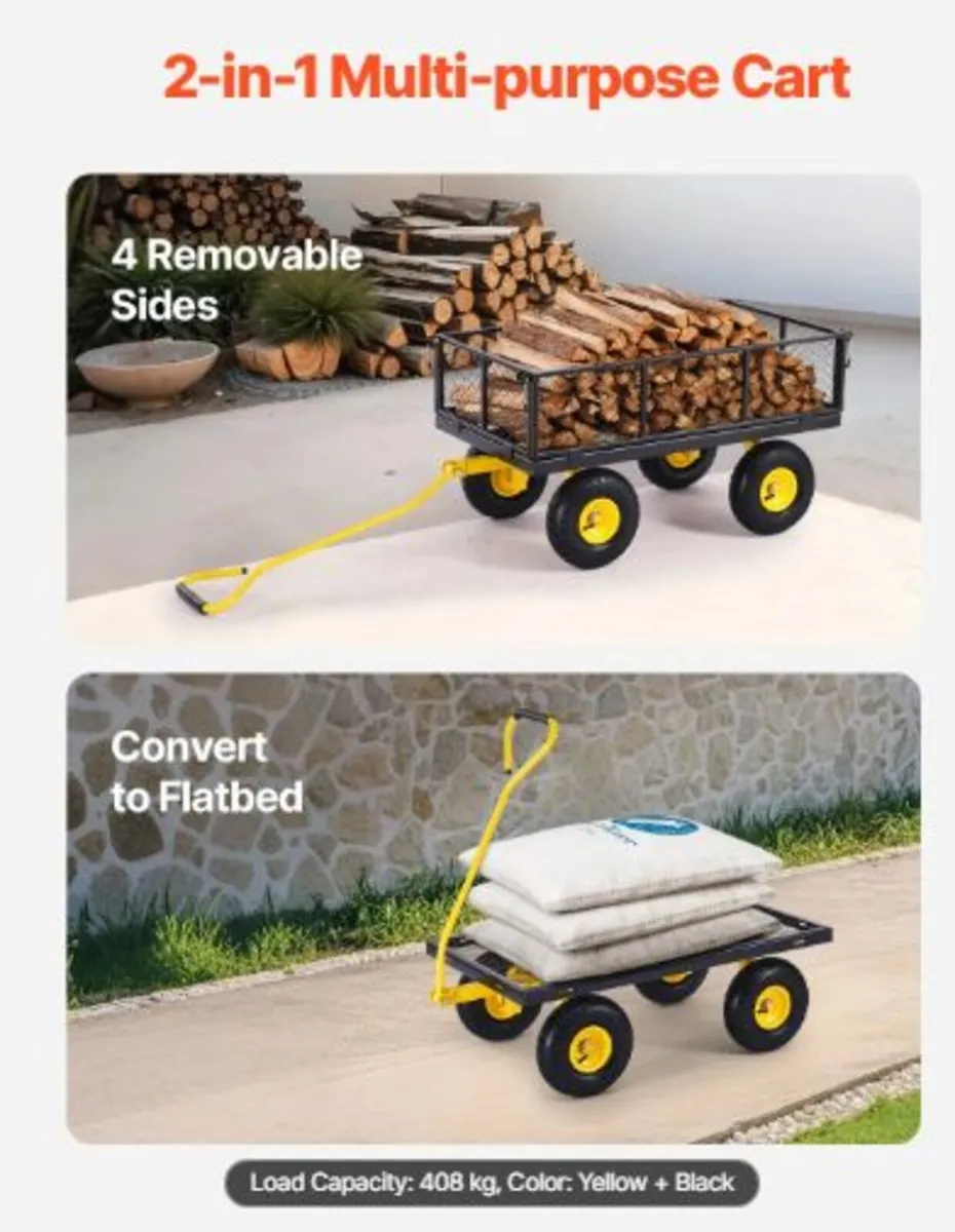 900 Lbs Heavy Duty Steel Garden Cart,Garden Wagon - Image 3