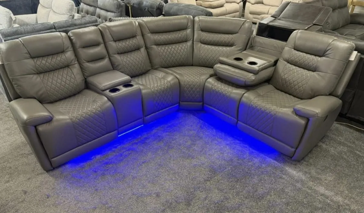 Halifax Electric Leather Recliner Sofa - USB ports - Image 1