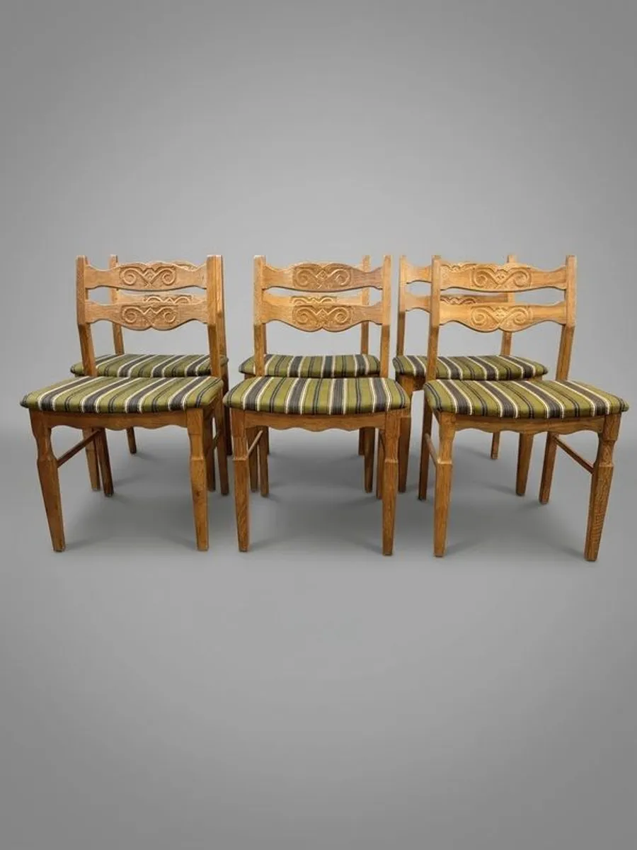 Rare Set of 6 Mid-Century Modern Oak Dining Chairs by Henning Kaernulf for EG-Mobel, 1970s - Image 1