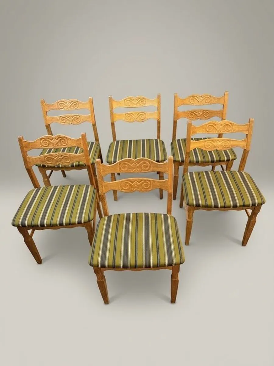 Rare Set of 6 Mid-Century Modern Oak Dining Chairs by Henning Kaernulf for EG-Mobel, 1970s - Image 2