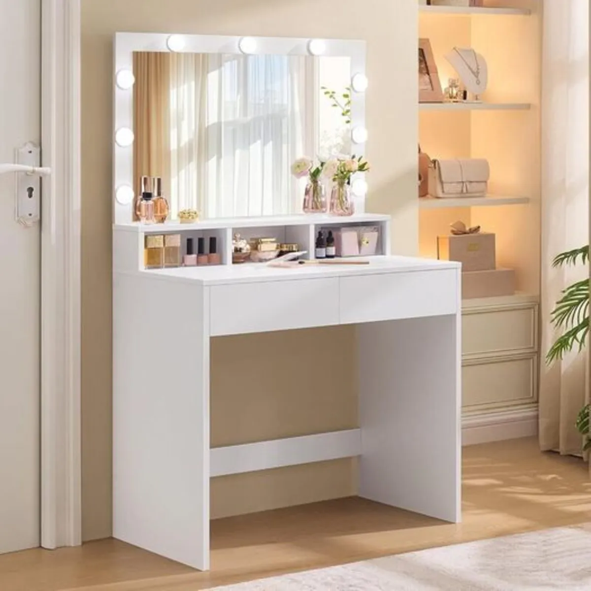 LED Dressing Table with Mirror & Drawers - Image 2