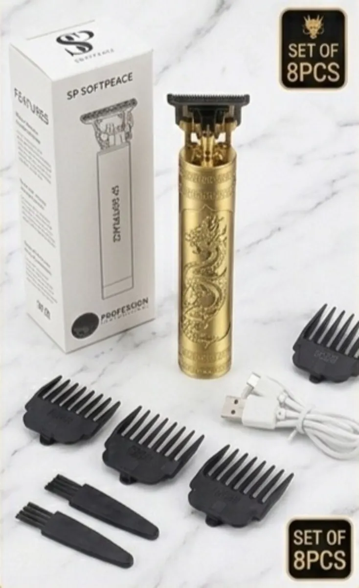 Pro Gold Dragon T-Blade Trimmer 8pc Grooming Kit - Image 3
