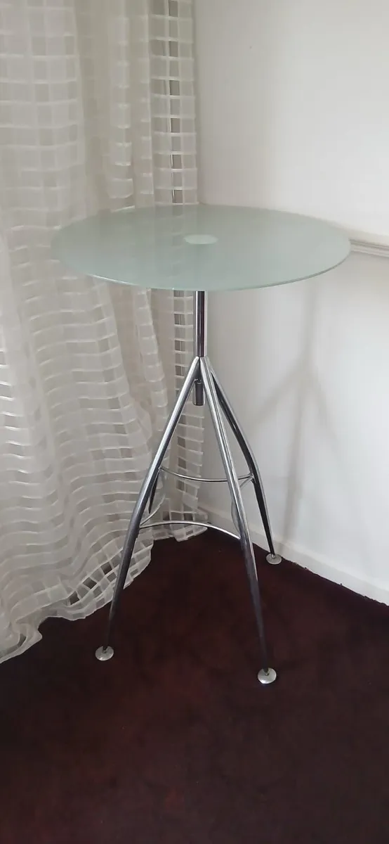 Round Glass Table with Chrome Tripod Base