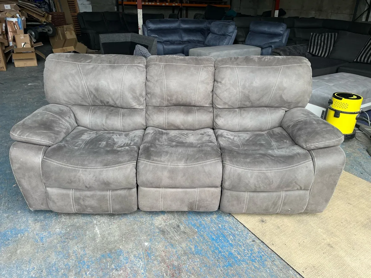 Grey 3 seater sofa couch recliner - Image 2