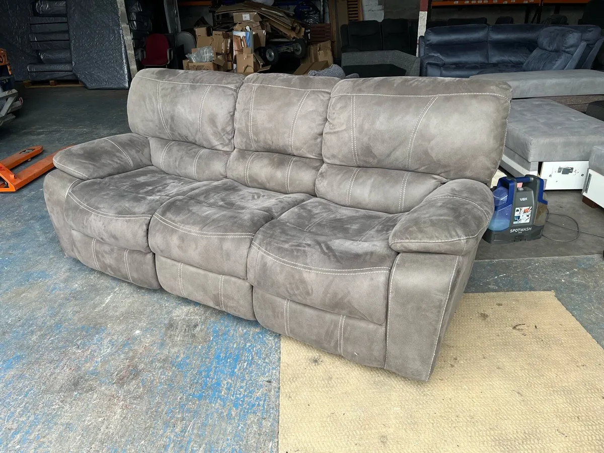 Grey 3 seater sofa couch recliner - Image 4