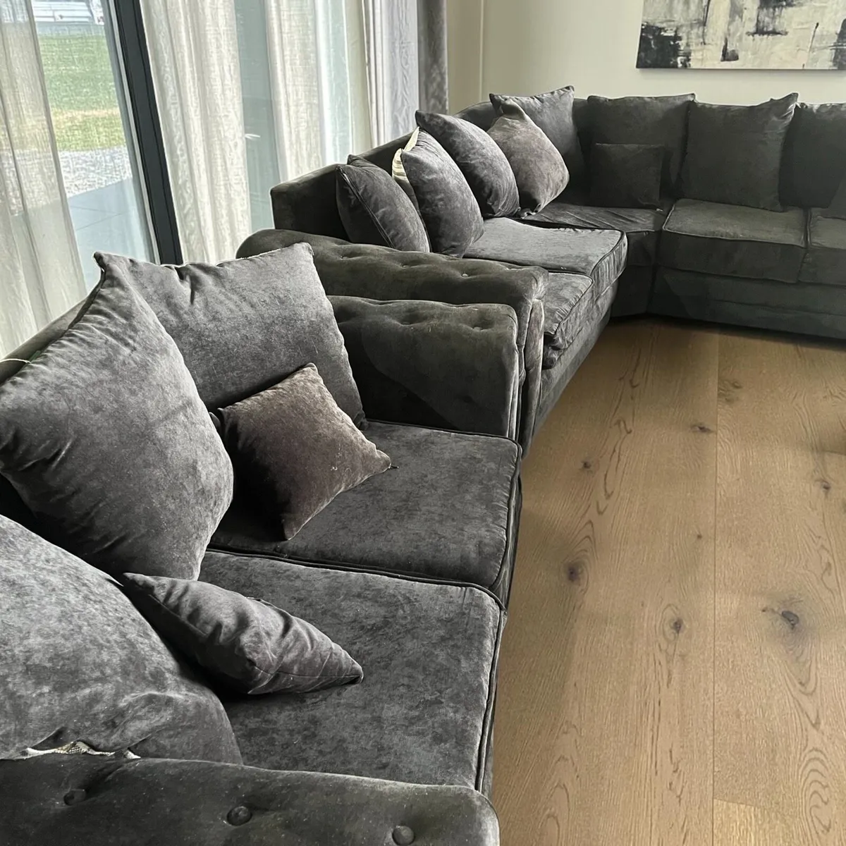 Black corner sofa with matching 2 seater - Image 1