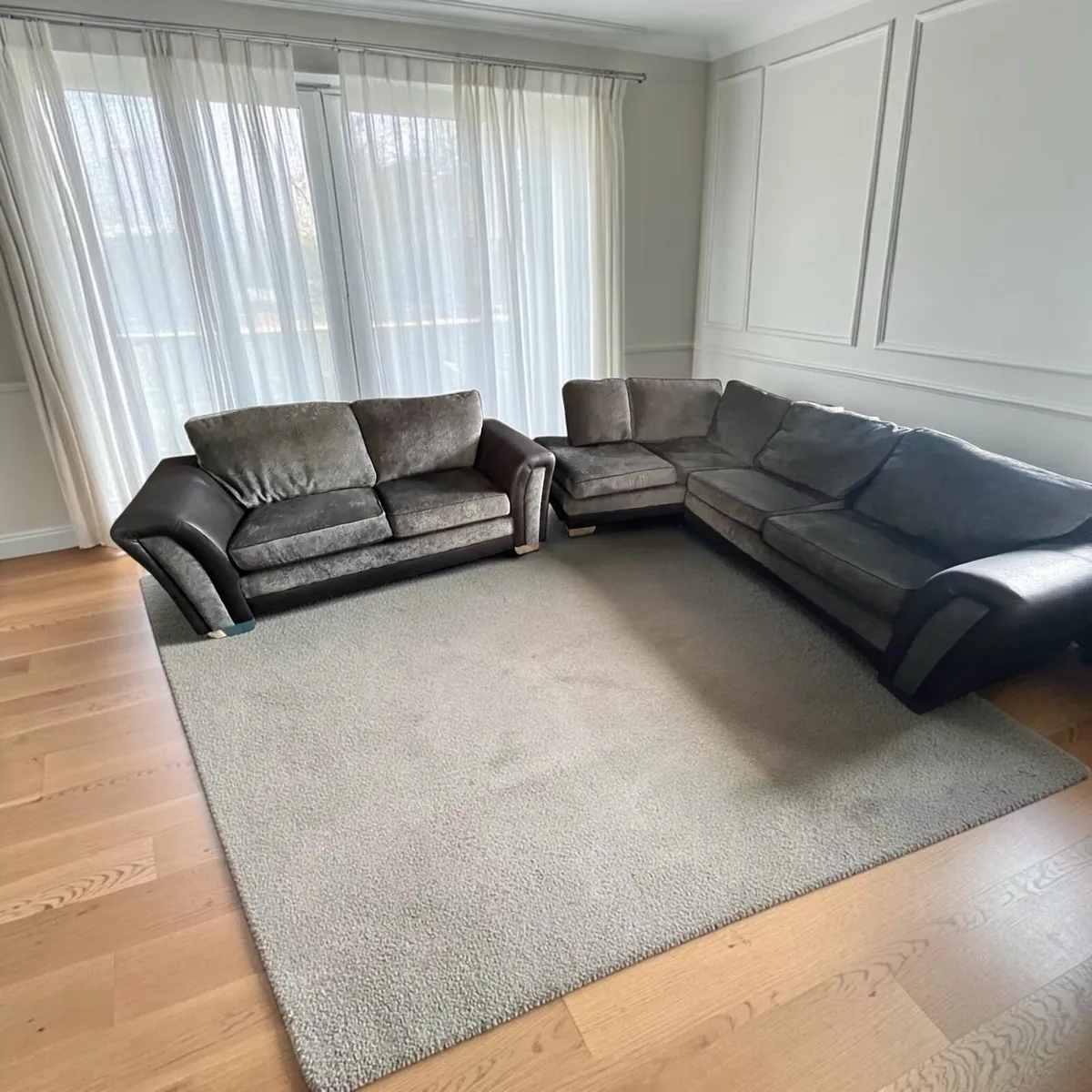 Grey/black DFS corner sofa with matching 2 seater - Image 1