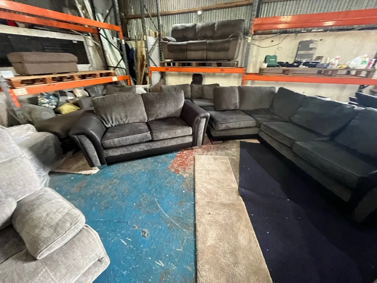 Grey/black DFS corner sofa with matching 2 seater - Image 4