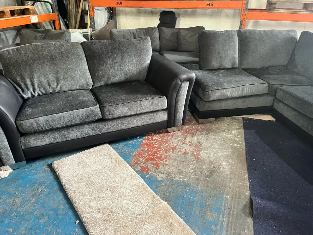 Grey/black DFS corner sofa with matching 2 seater - Image 2
