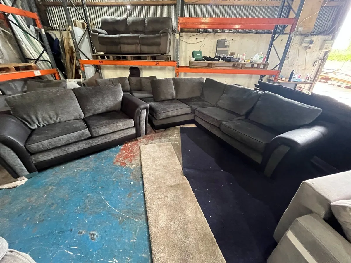 Grey/black DFS corner sofa with matching 2 seater - Image 3