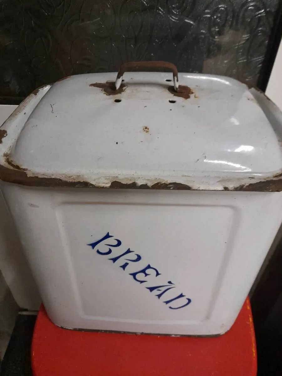 Old enamel bread bin