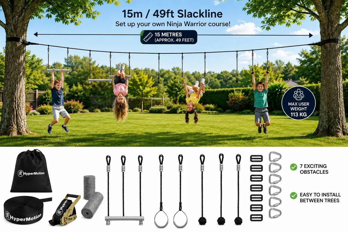 Ninja Warrior Obstacle Course – 15m Slackline with - Image 2