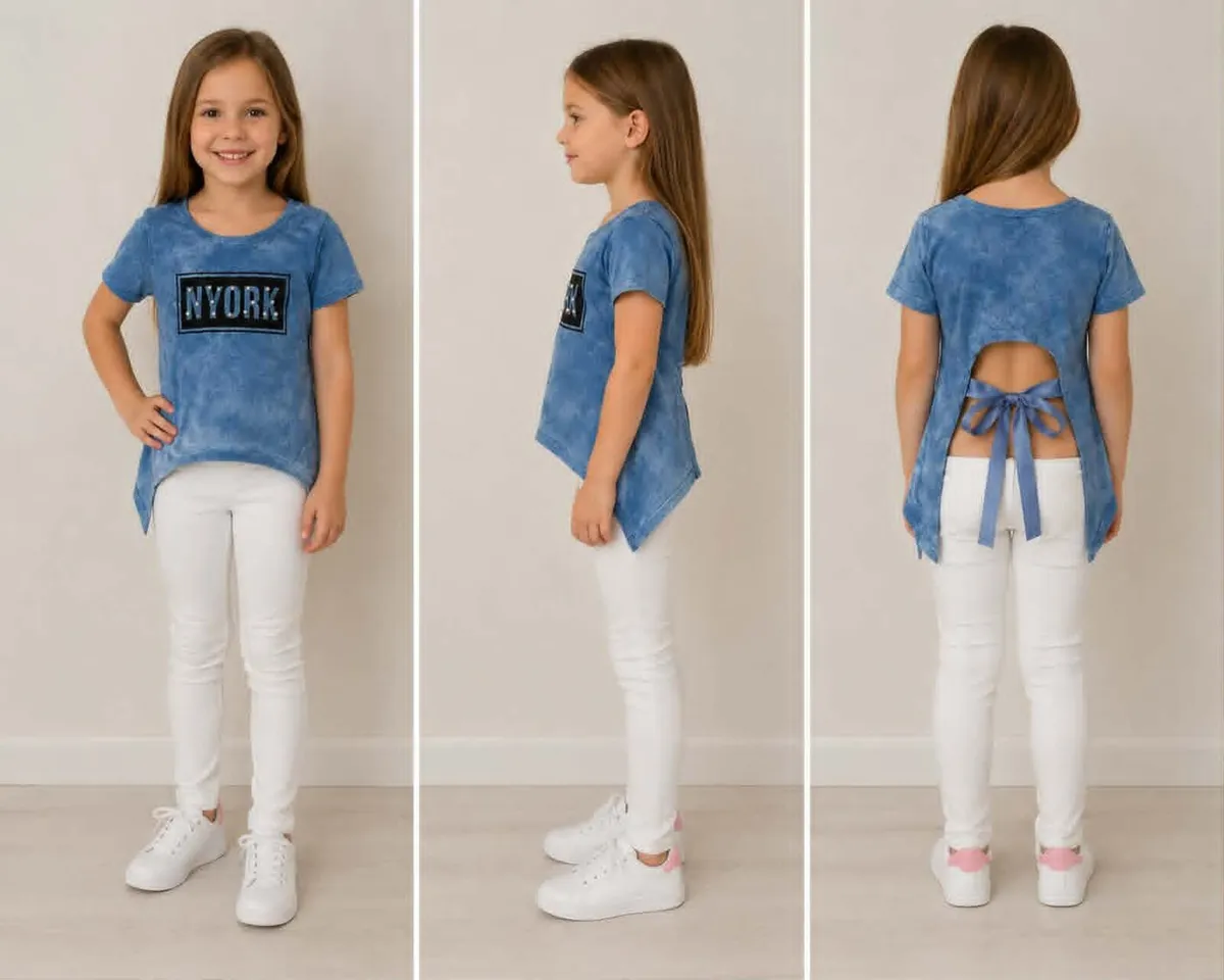Girls’ Blue “NYORK” Top – Age 4- 6 uni - Image 2
