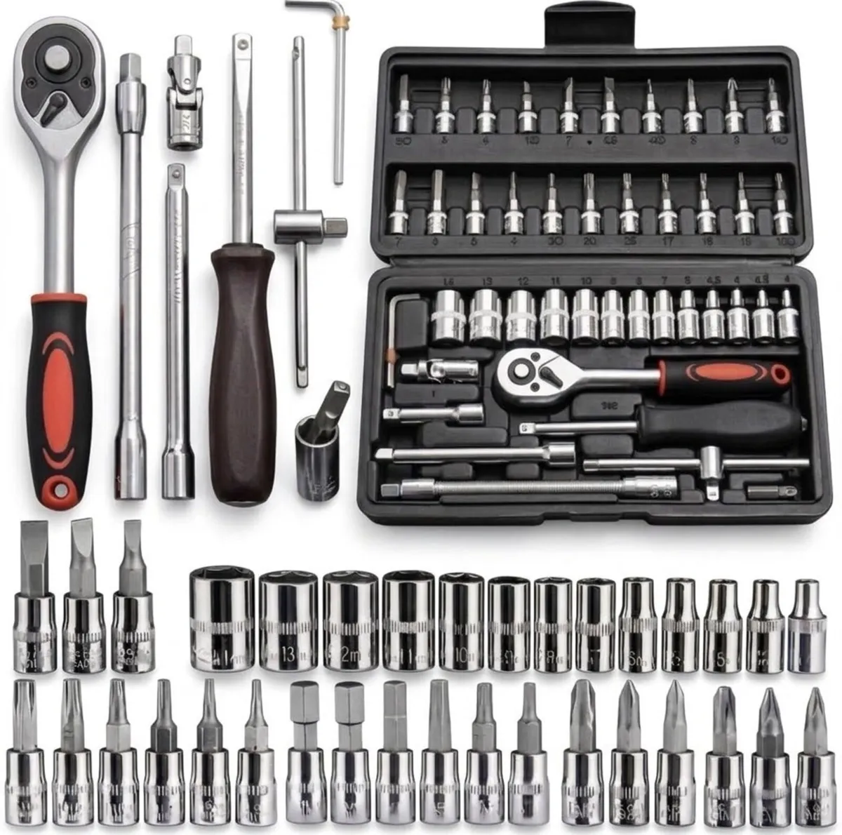 46-Piece Socket & Bit Ratchet Tool Kit - Image 1