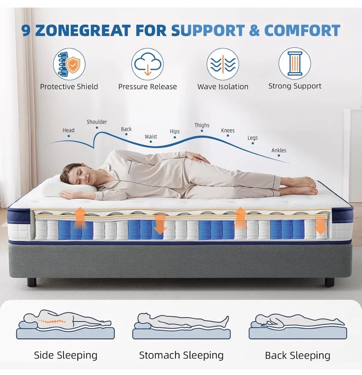 King Size Mattress - 5FT, 10 Inch Memory Foam with - Image 4