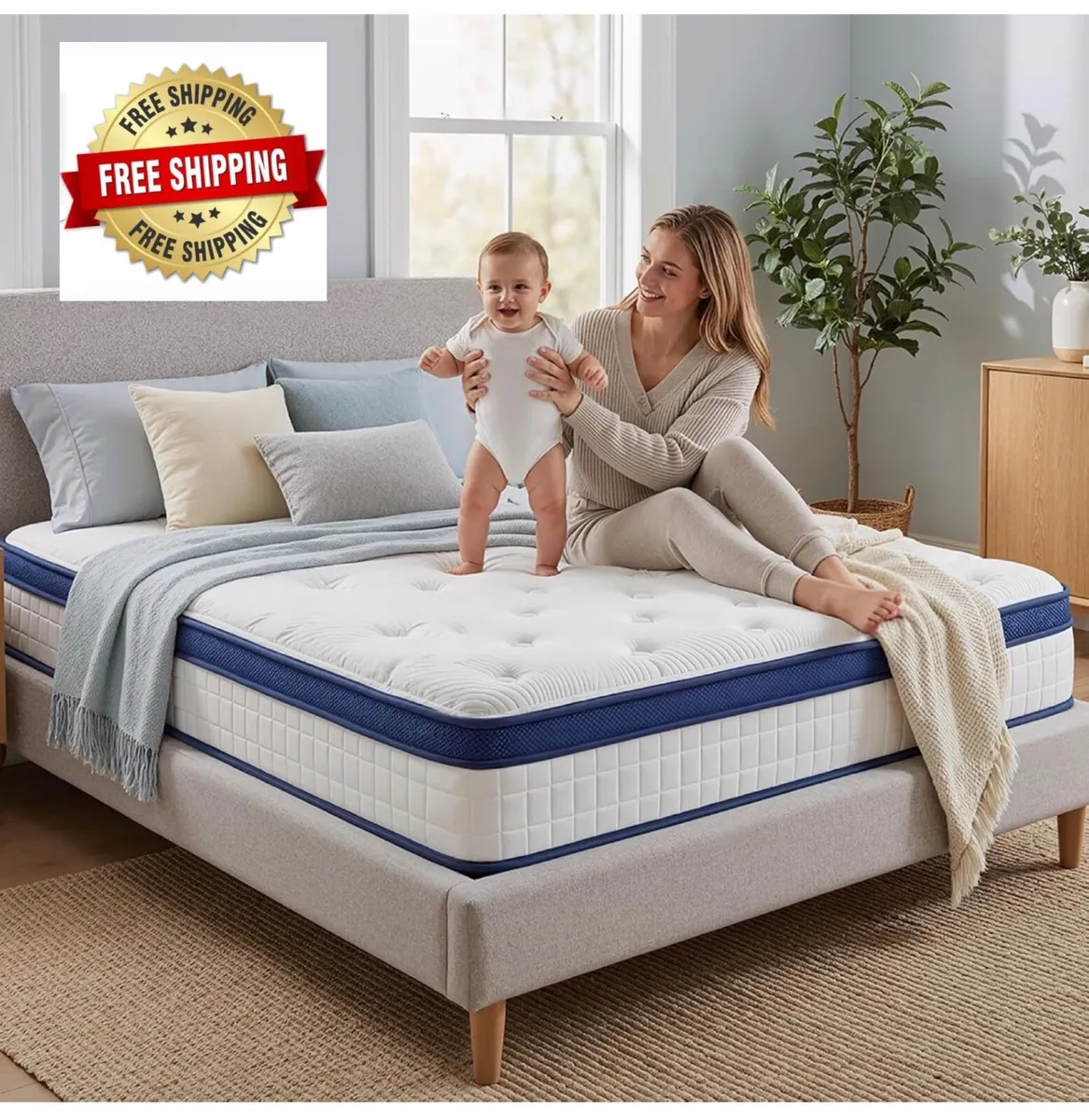 King Size Mattress - 5FT, 10 Inch Memory Foam with - Image 1