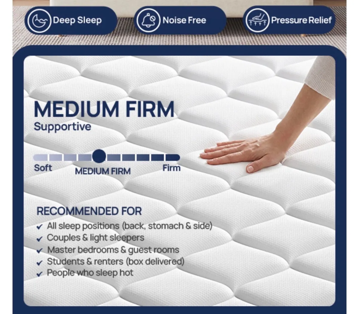 5FT King Hybrid Mattress, 22cm Pocket Sprung Mattr - Image 4