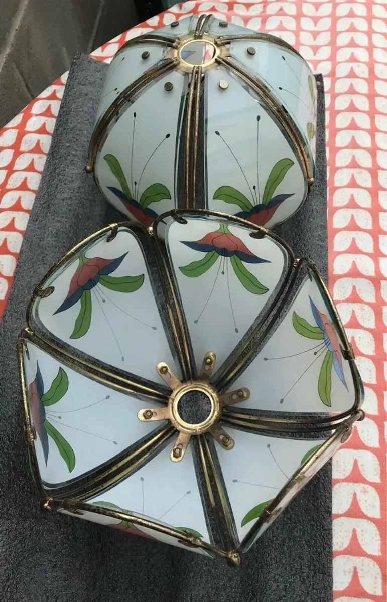2 Matching Glass Lampshades - Image 2