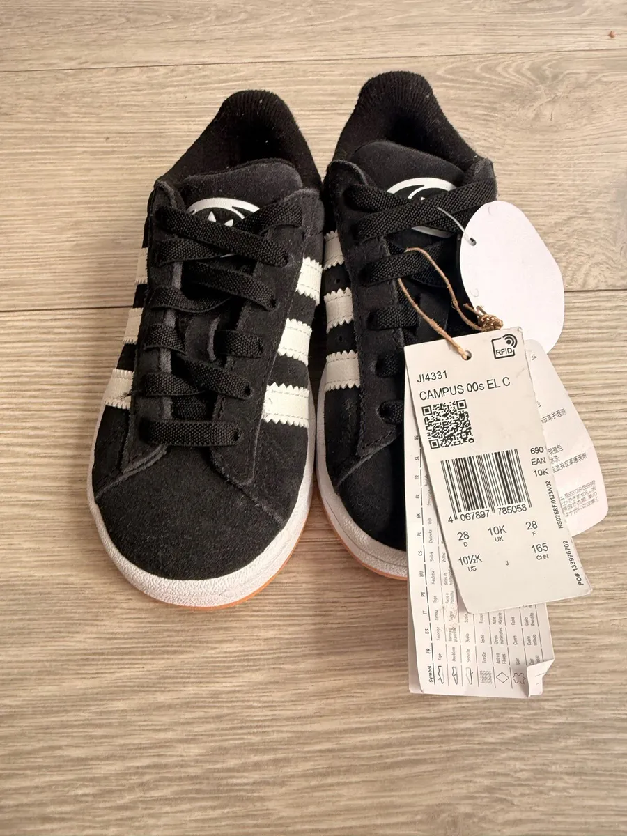 Adidas Black and White Runners Size 10K - Image 1