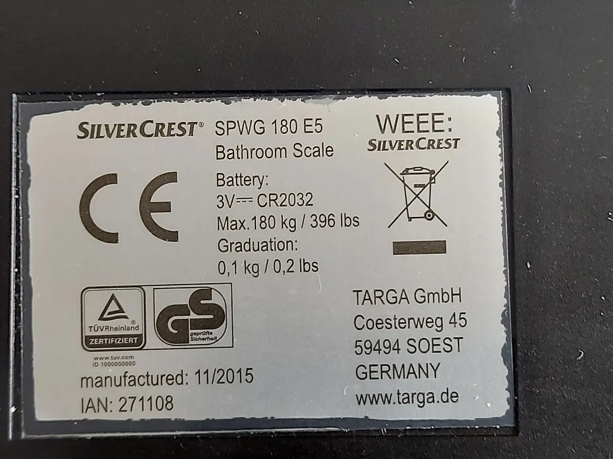 NEW Silvercrest Weighing Scale, Model SPWG 180 E5 - Image 4
