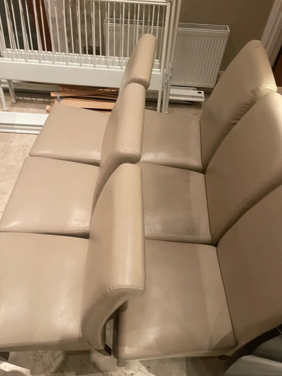 6 x Sturdy Cream Leather Kitchen Dining Chairs - Image 2
