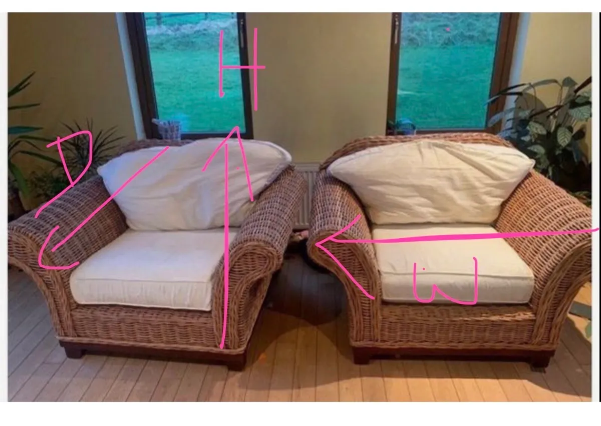 Sunroom Arm Chairs Wicket + Cushions - Image 2