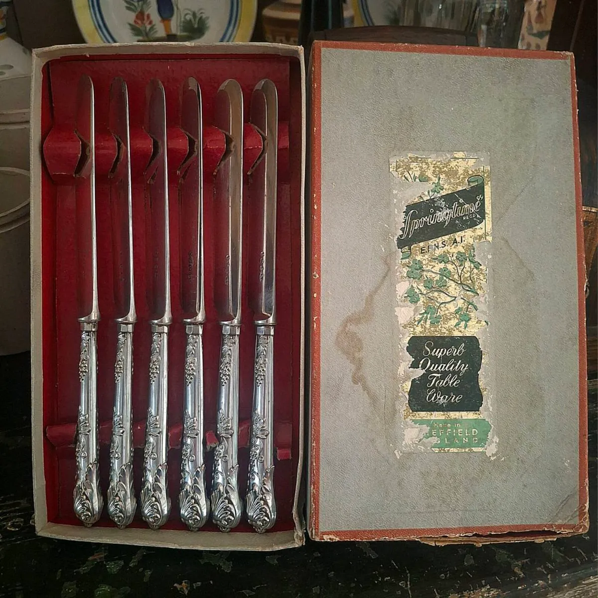 1950s Hiram Wild "Springtime" Silver Plated Knives - Image 1