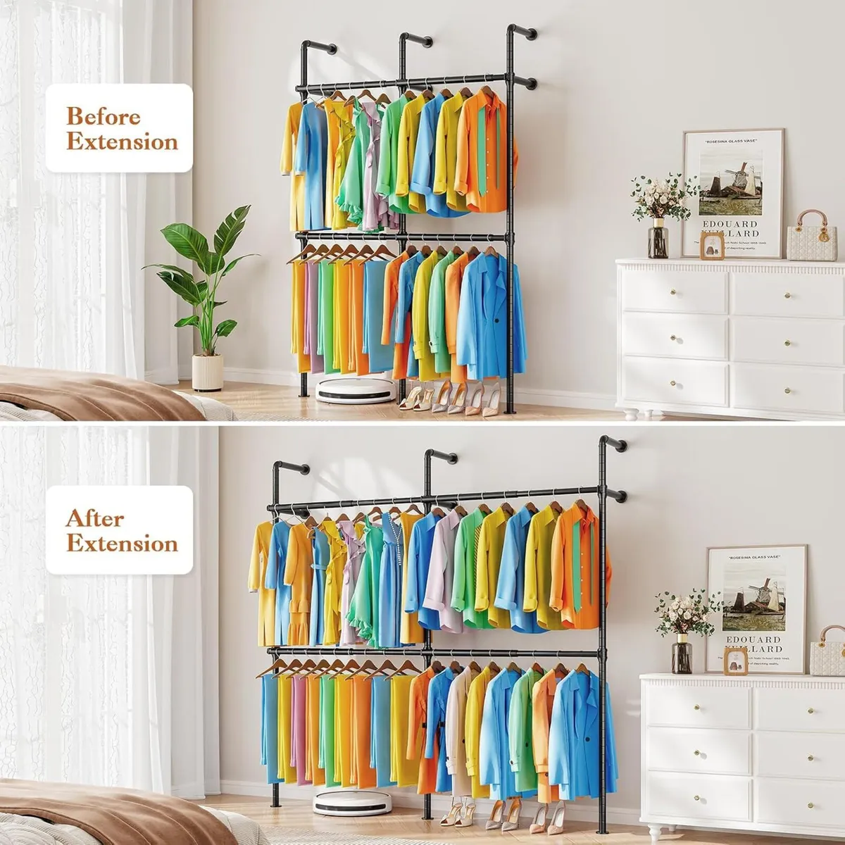 Extendable Wall Mounted Clothes Rails Width 124CM - Image 3